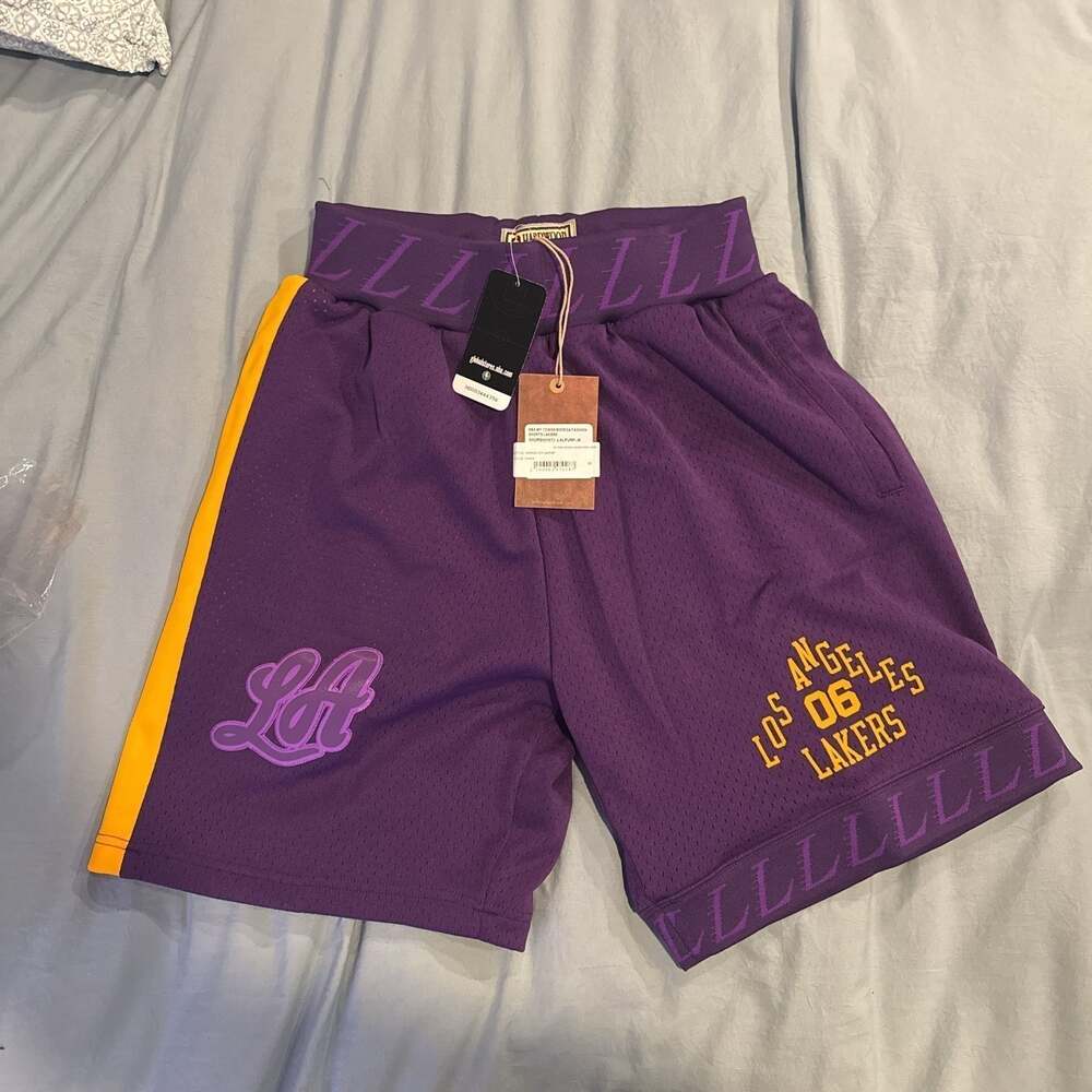 NBA My Towns Bodega Fashion Lakers Shorts - Purple/Yellow, Size‎ M